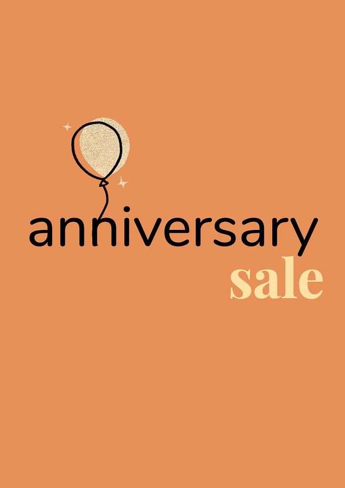 Anniversary sale poster template, editable text and design