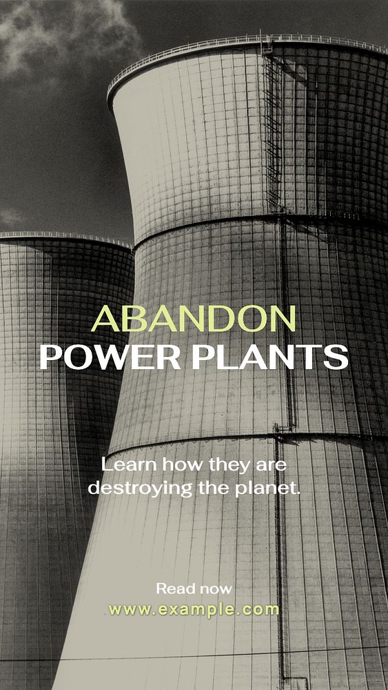 Power plants Instagram story template, editable text