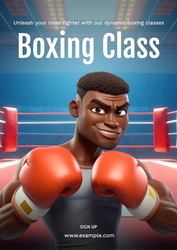 Boxing class poster template, editable text and design