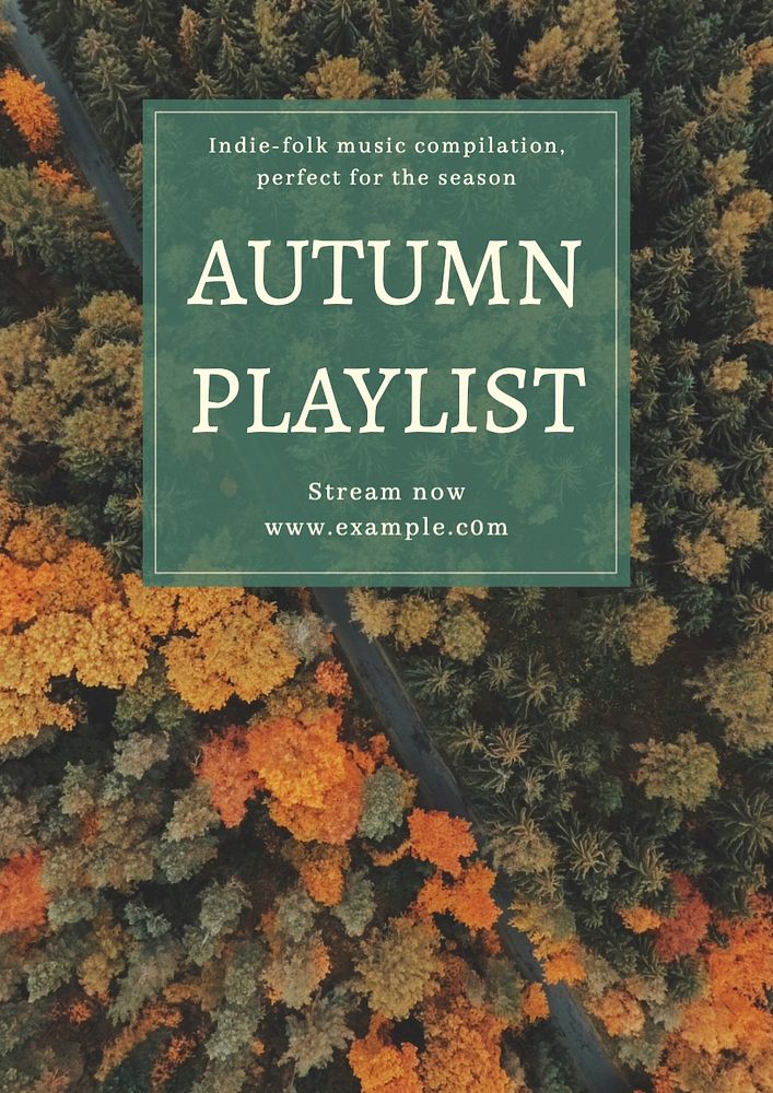 Autumn playlist poster template, editable text and design