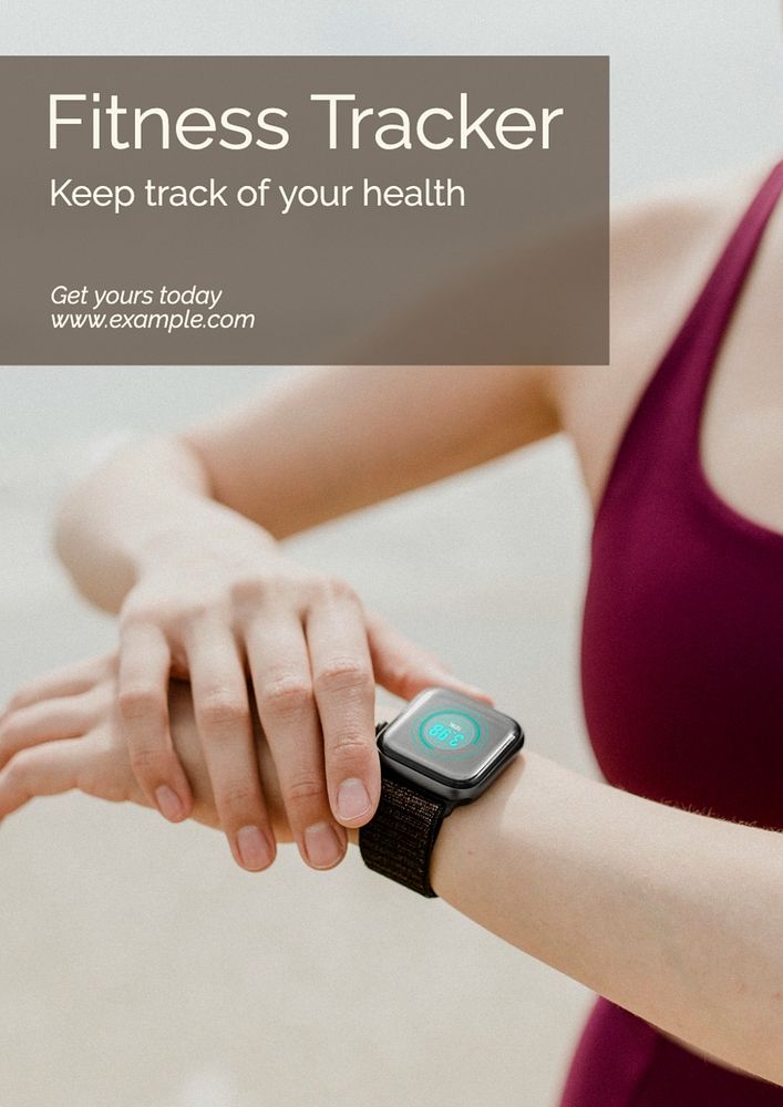 Fitness tracker poster template, editable text and design