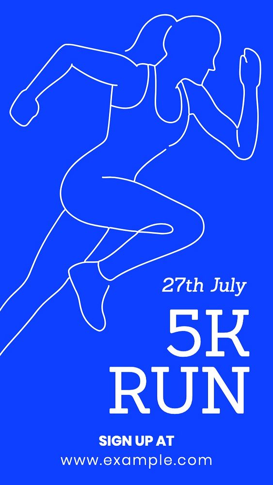 5K run Instagram story template, editable text