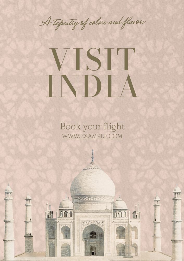 Visit India poster template, editable text and design