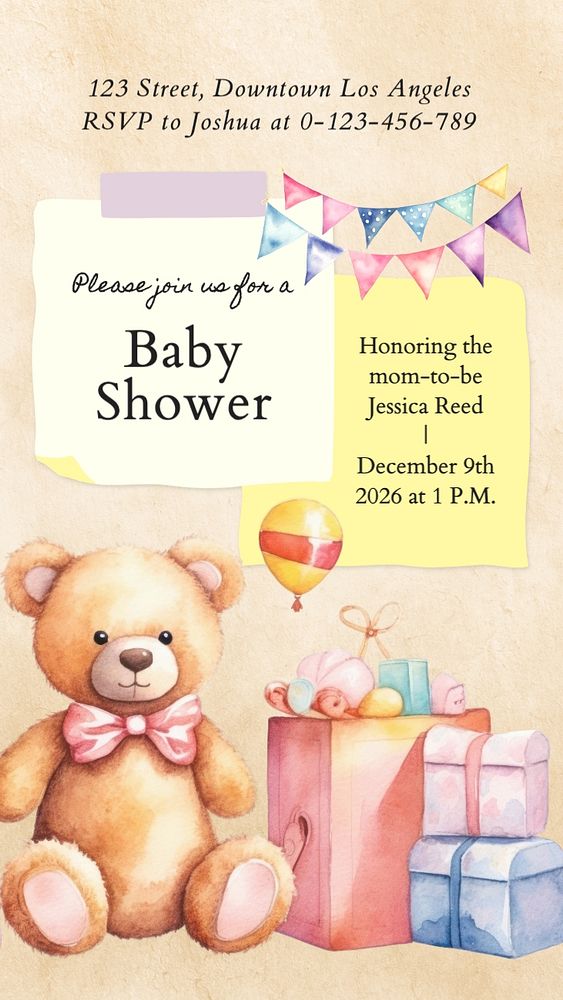 Baby shower Instagram story template, editable text