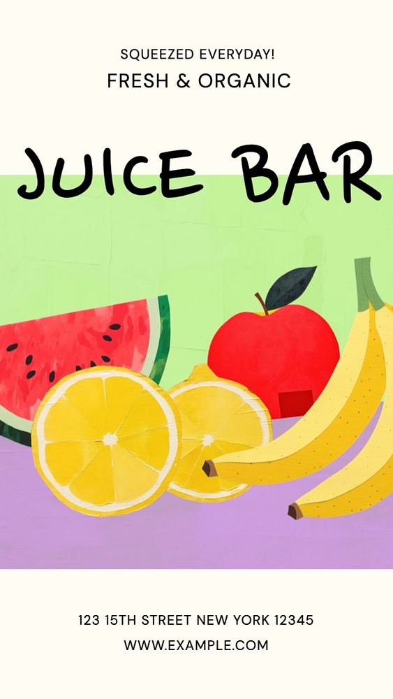 Juice bar Instagram story template, editable text