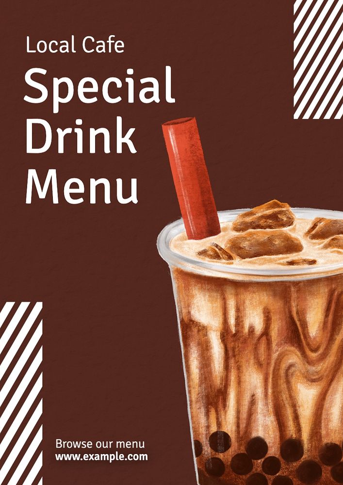 Special drink menu poster template, editable text and design