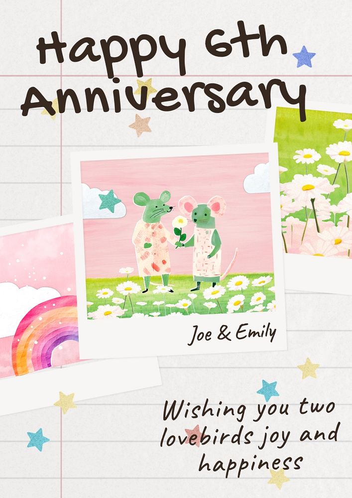 Happy anniversary poster template, editable text and design