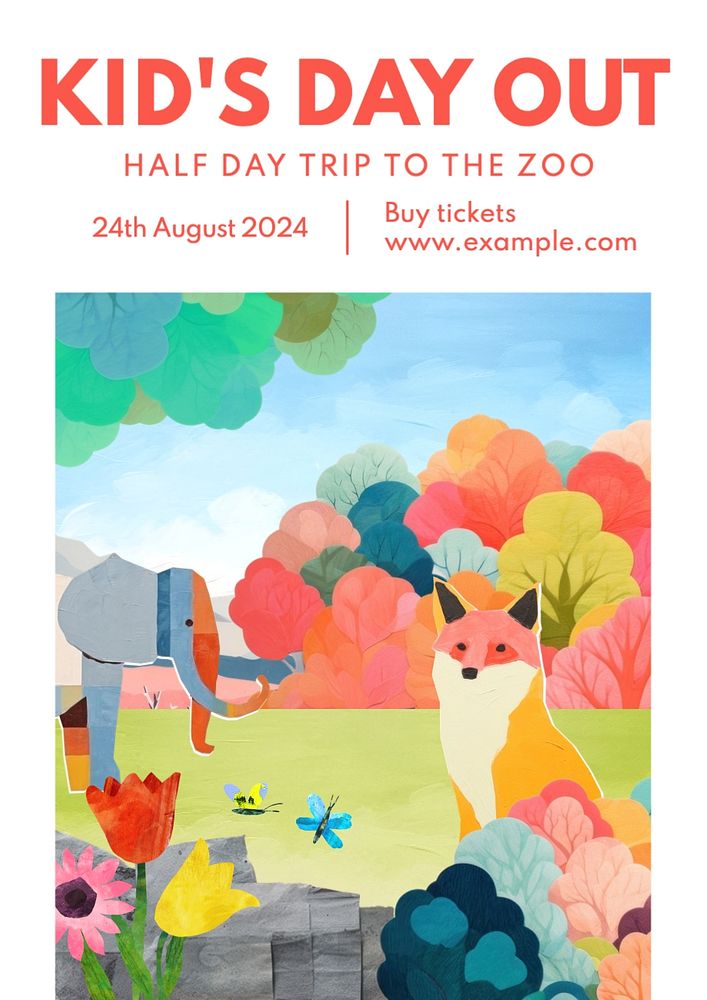 Zoo trip poster template, editable text and design