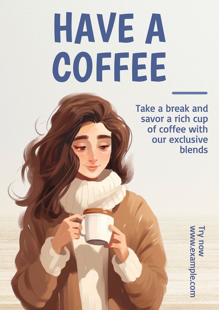 Coffee time poster template, editable text and design