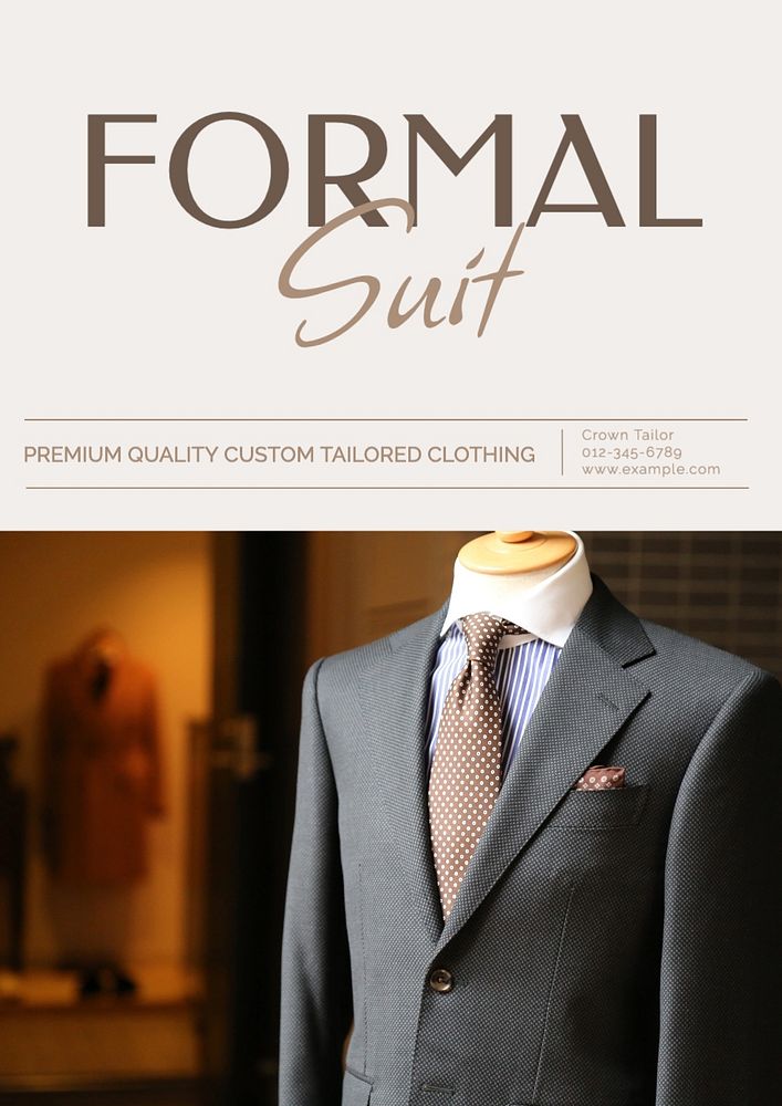 Formal suit poster template, editable text and design