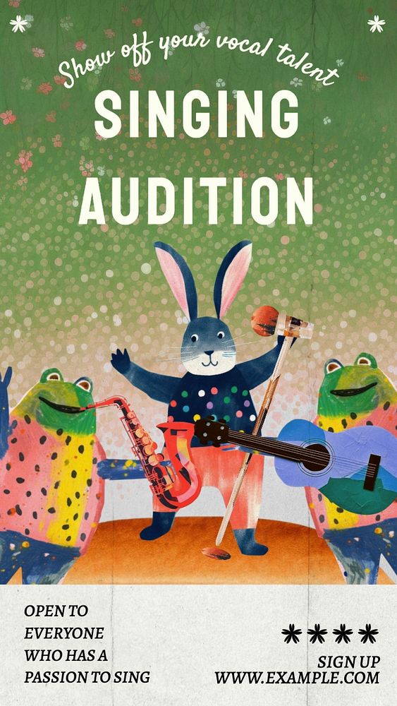 Singing audition Instagram story template, editable text