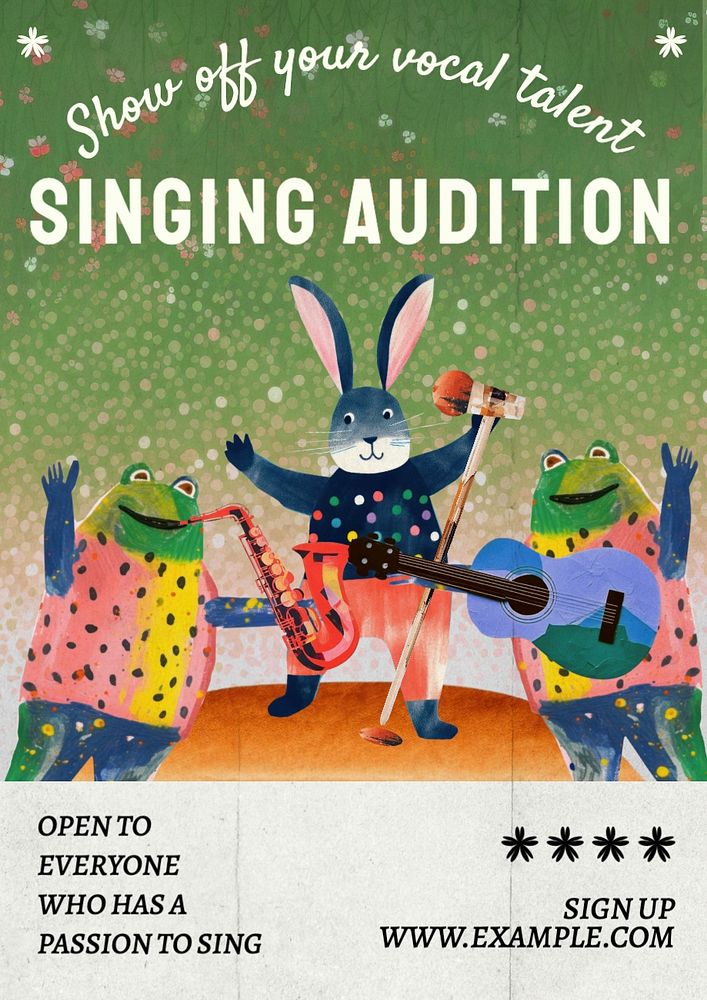 Singing audition poster template, editable text and design