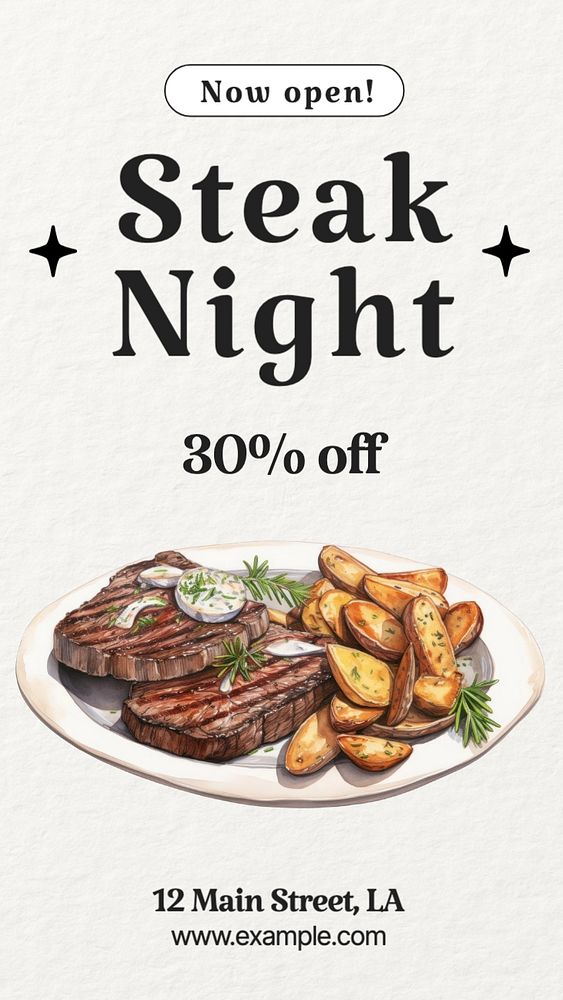 Steak restaurant Facebook story template, editable design