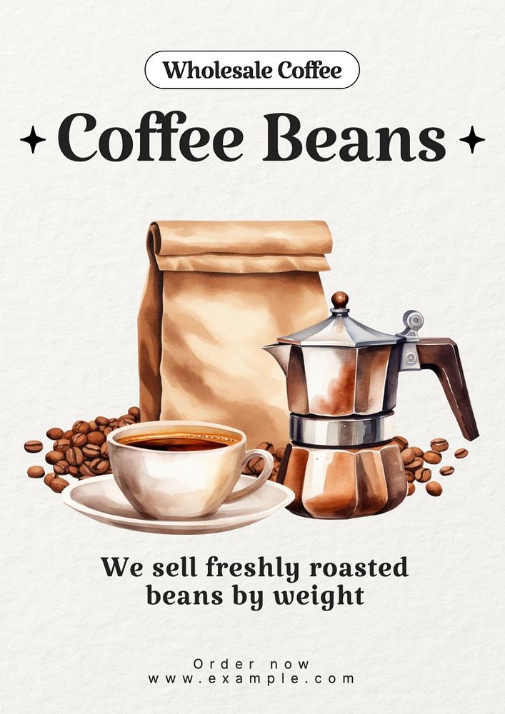 Coffee beans poster template, editable text and design