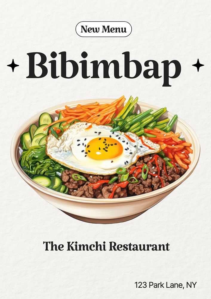 Bibimbap poster template, editable text and design