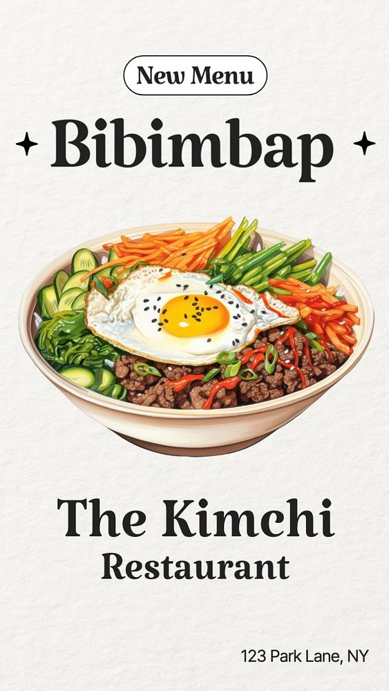 Bibimbap Facebook story template, editable design