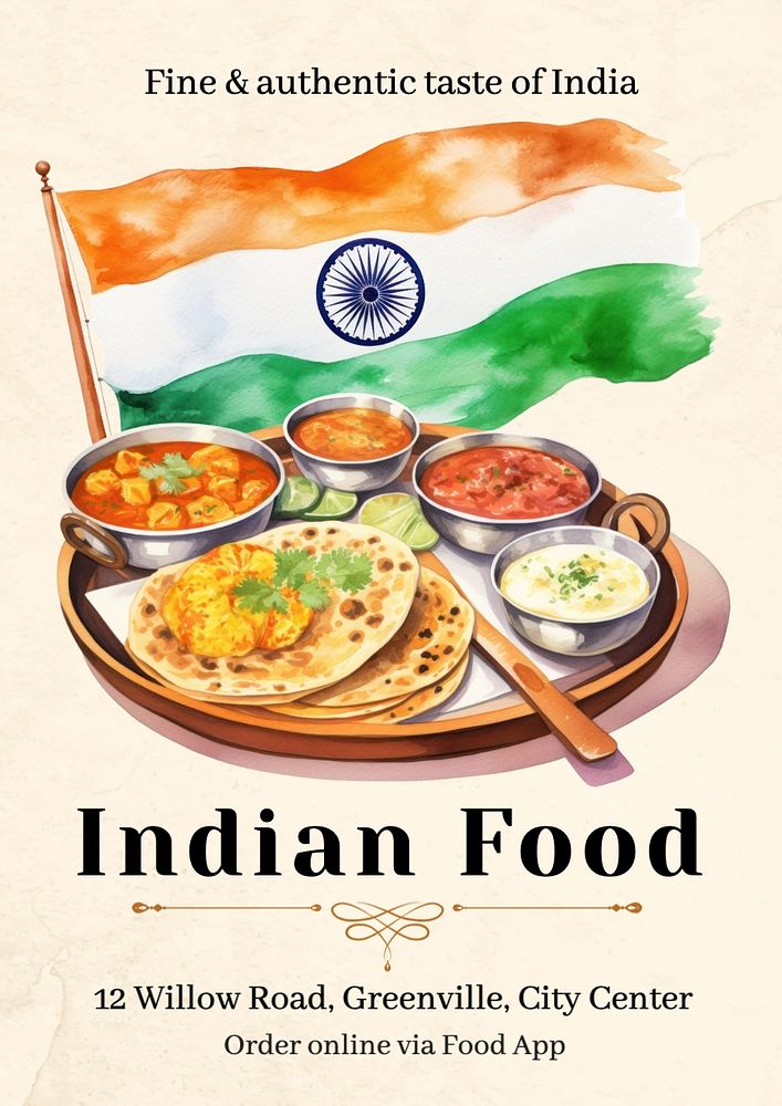 Indian food poster template, editable text and design