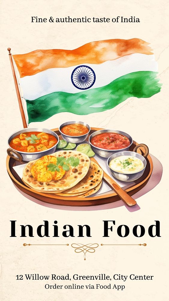 Indian food Facebook story template, editable design