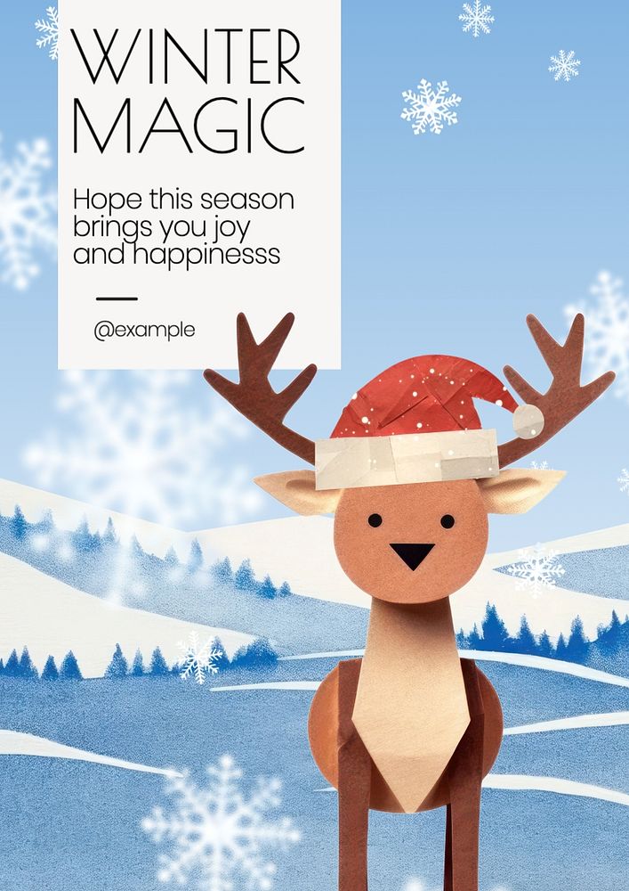 Winter magic poster template, editable text and design