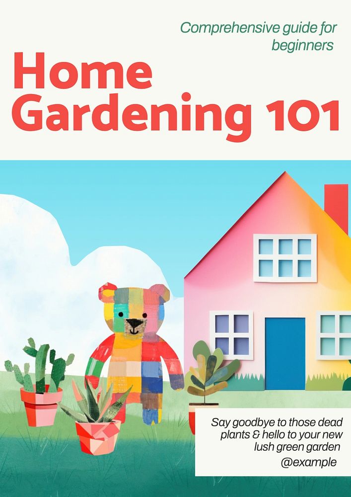 Home gardening poster template, editable text and design