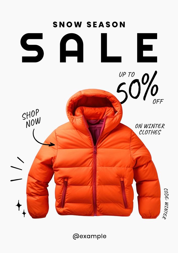 Winter sale poster template, editable text and design