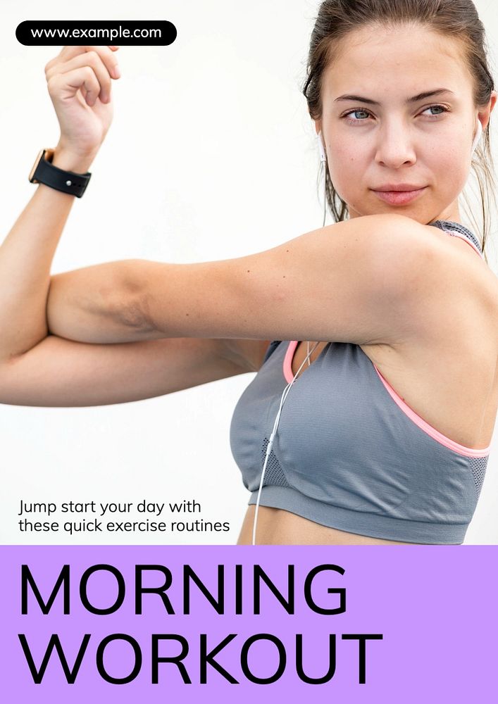 Morning workout routine poster template, editable text and design