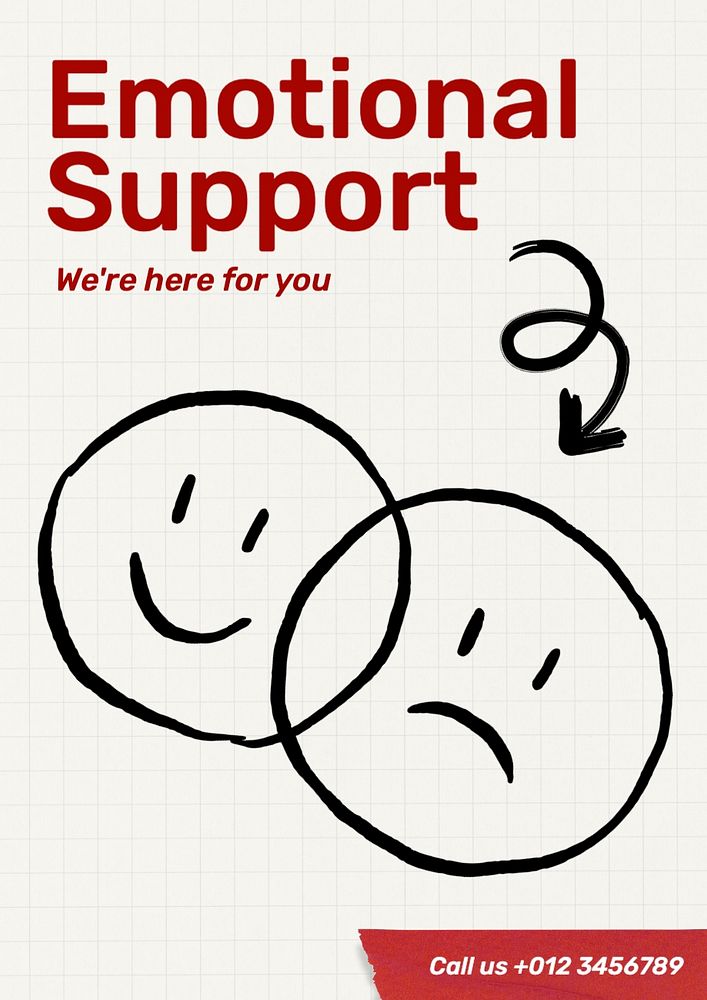 Emotional support poster template, editable text and design