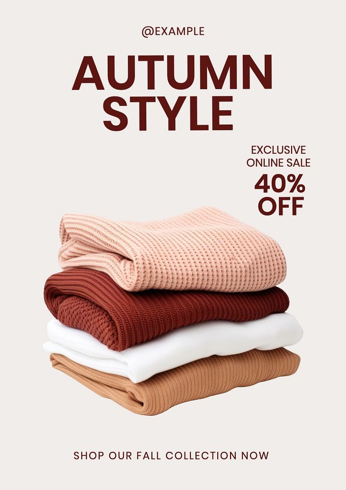 Autumn style poster template, editable text and design