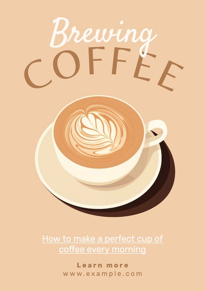 Brewing coffee poster template, editable text and design