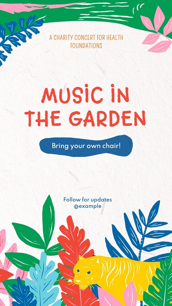 Garden music Facebook story template, editable design