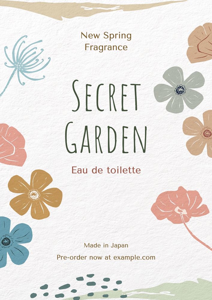 Spring fragrance poster template, editable text and design