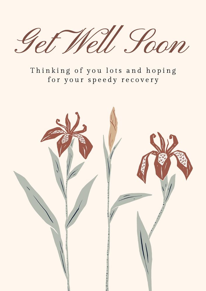 Get well soon poster template, editable text and design