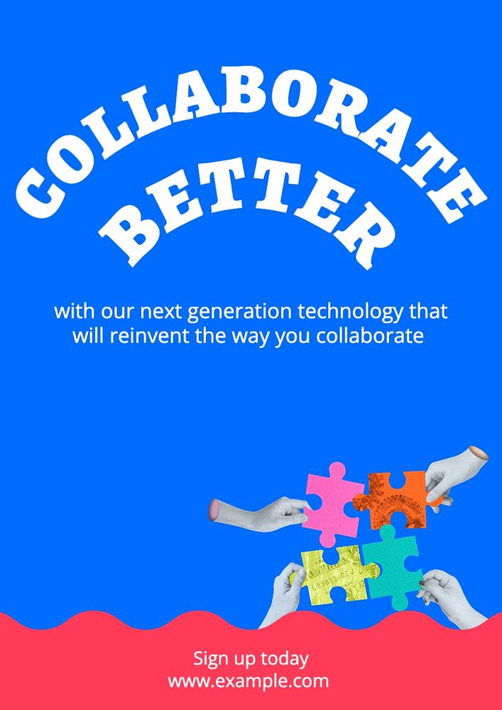 Collaboration tools poster template, editable text and design