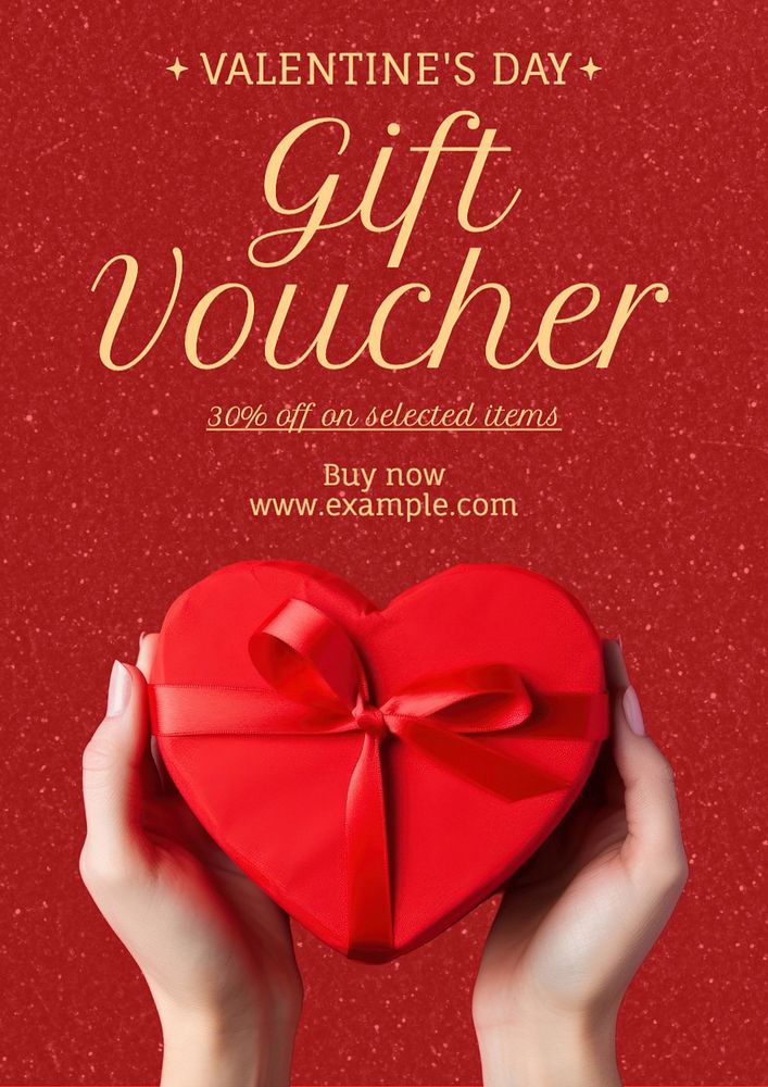 Valentine's Day voucher poster template, editable text and design