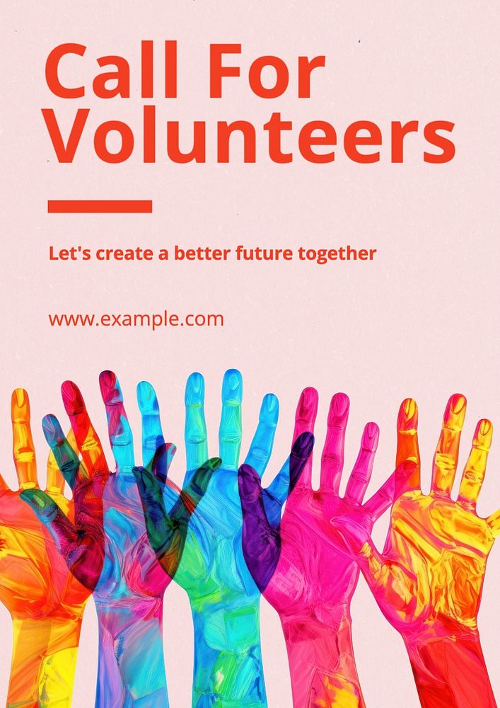 Call for volunteers poster template, editable text and design