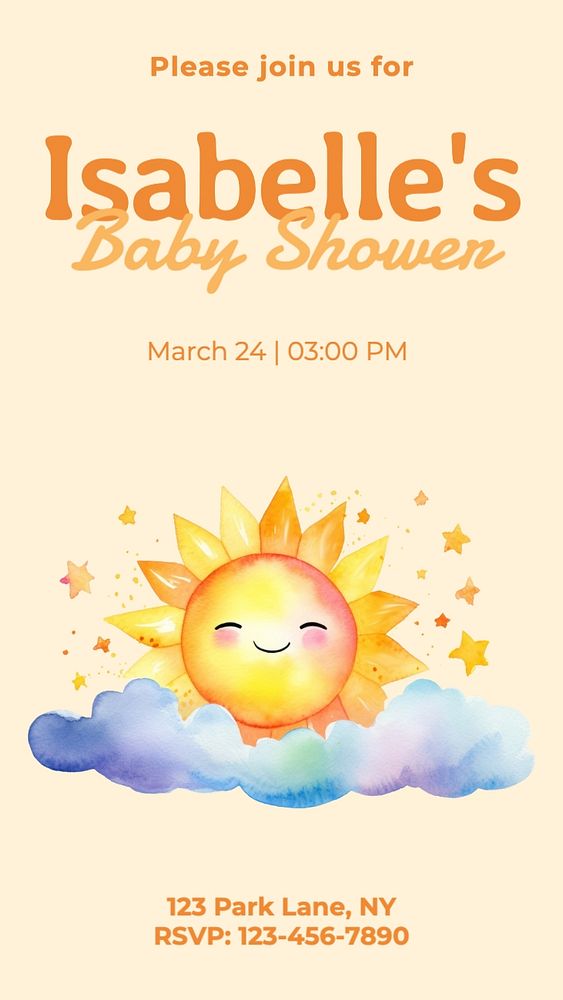 Baby shower Instagram story template, editable text