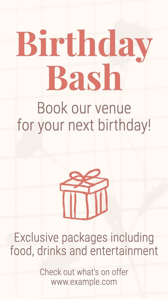 Birthday bash Instagram story template, editable text