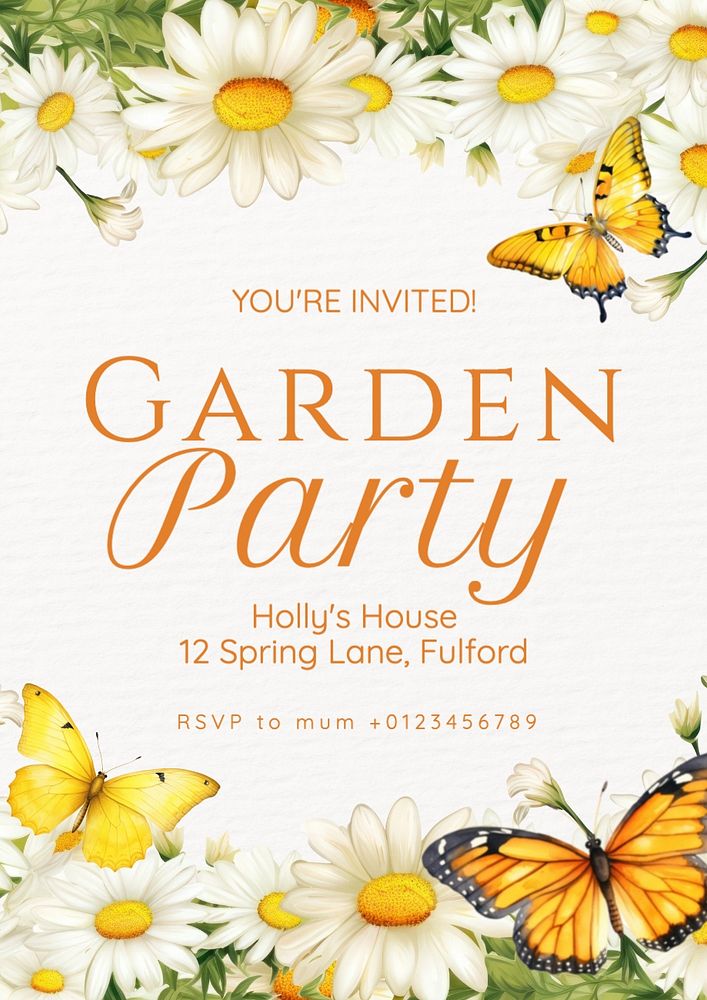 Garden party poster template, editable Premium Editable Template