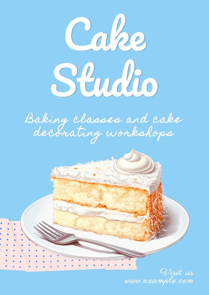 Cake studio poster template, editable text and design