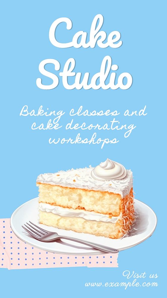 Cake studio Instagram story template, editable text