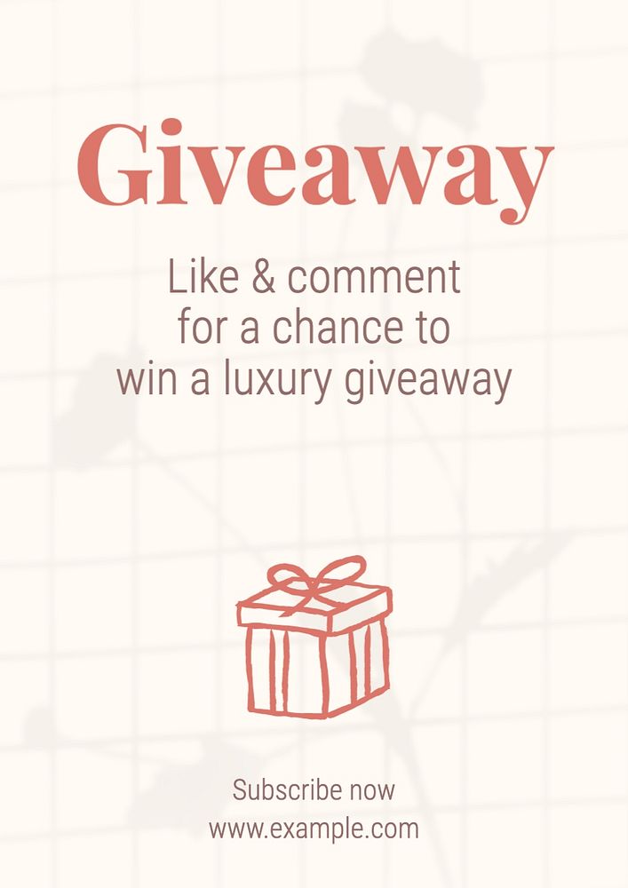 Giveaway poster template, editable text and design