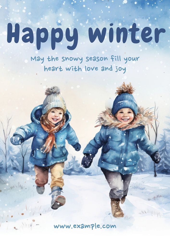 Happy winter poster template, editable text and design