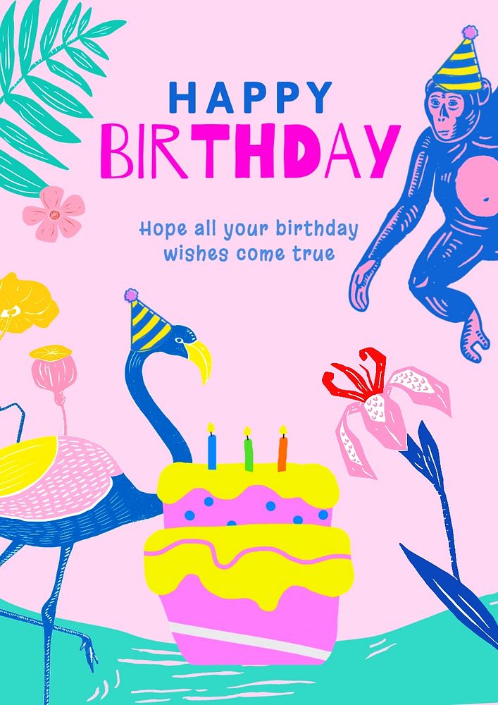 Happy birthday poster template, editable text and design