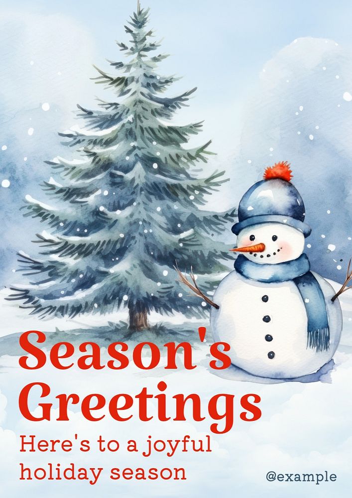 Season's greetings poster template, editable text and design