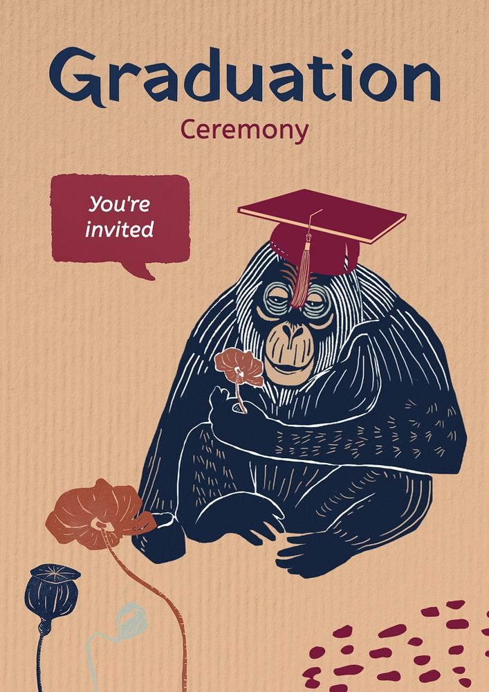 Graduation ceremony poster template, editable text and design