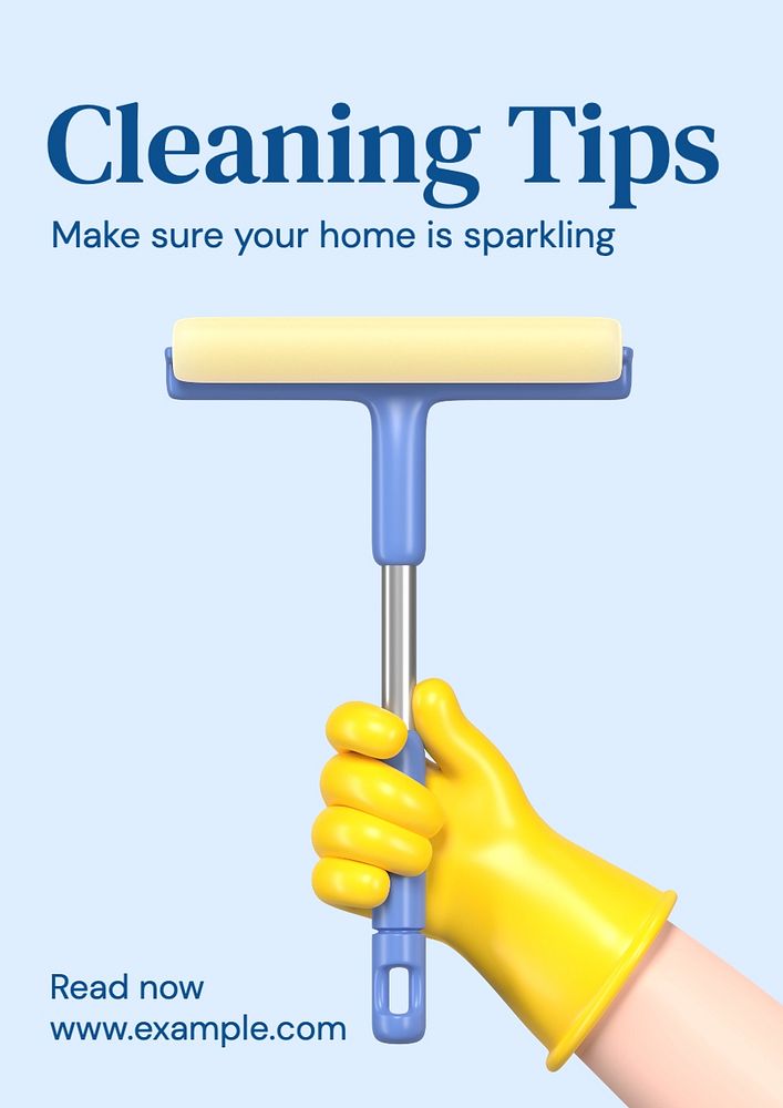 Cleaning tips poster template, editable text and design