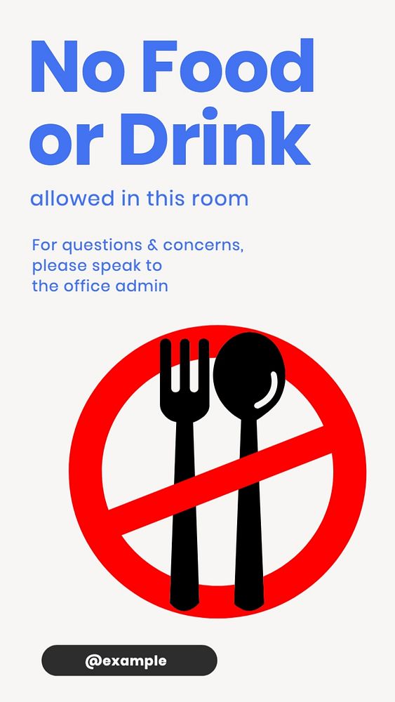 No food allowed Instagram story template, editable text