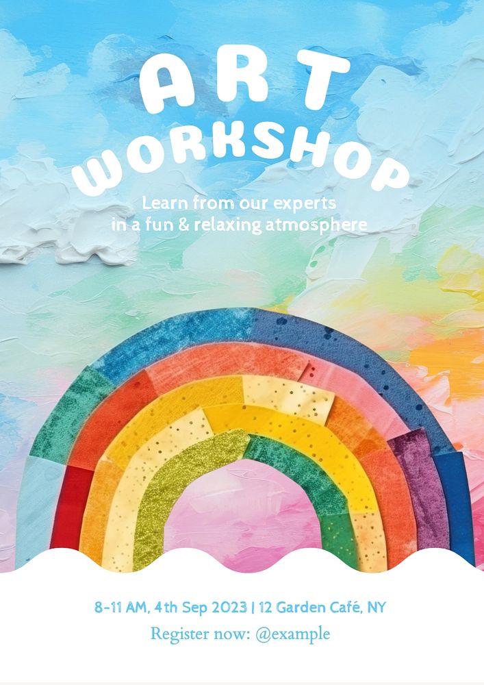 Art workshop poster template, editable text and design