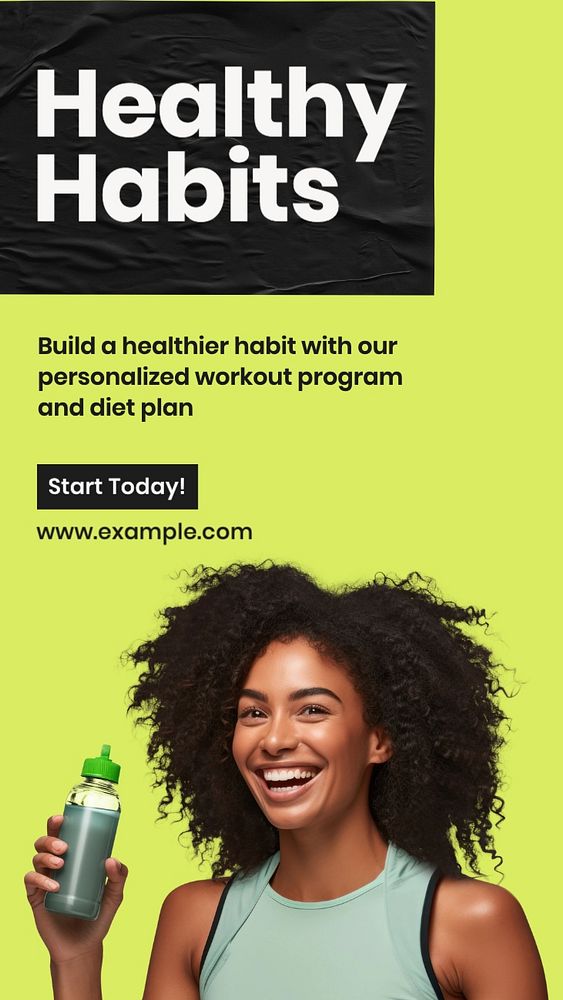 Healthy habits Instagram story template, editable text