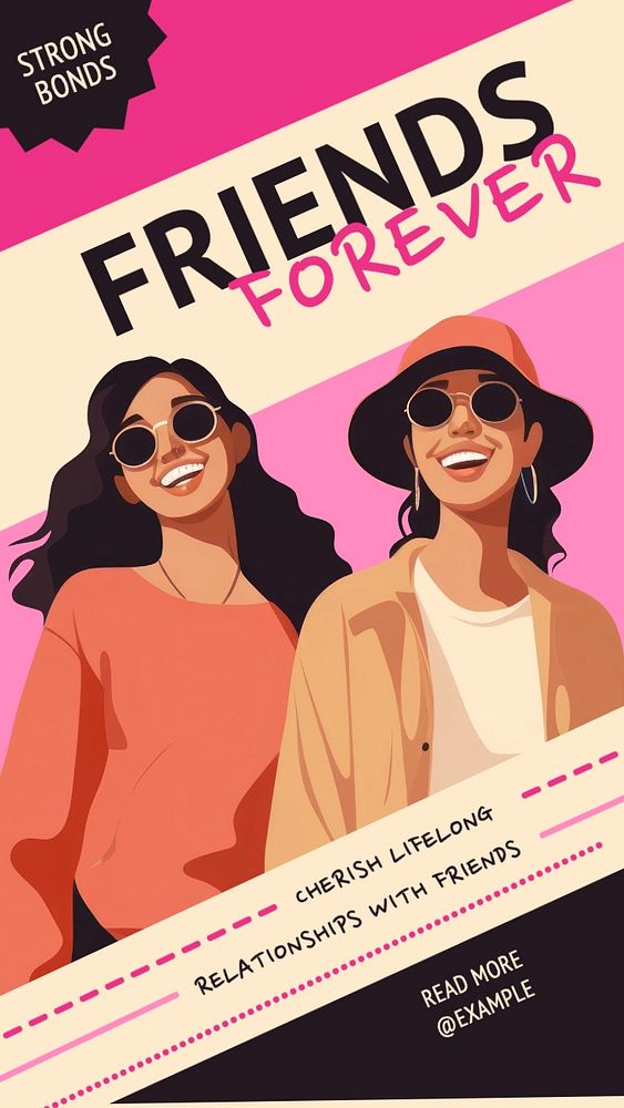 Friends forever Instagram story template, editable text